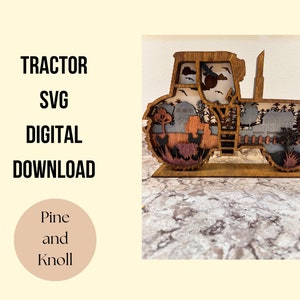 Farm Tractor, Digital Cut File, Layered SVG, Digital Download, SVG File, Glowforge, Laser Cut File