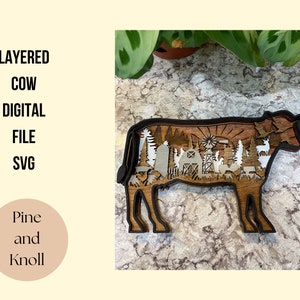 Cow Farm Animal Layered Cow Digital Download SVG File Laser Cut File