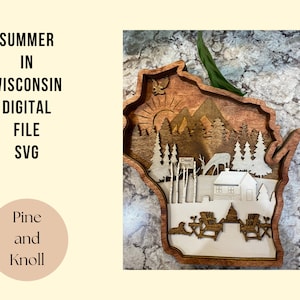State of Wisconsin Layered Digital Download Laser File Glowforge Summertime In Wisconsin