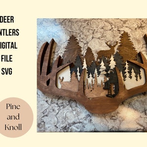 Deer Antlers Laser Cut Layered File Glowforge Laser File Digital Download