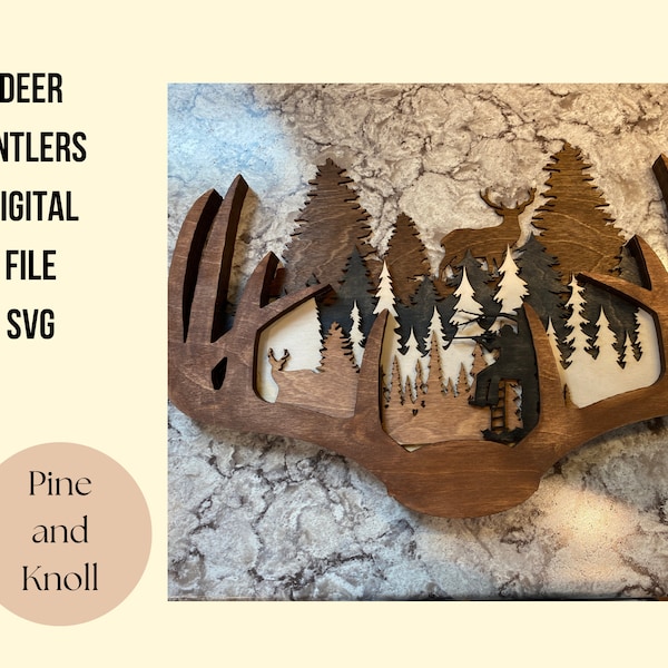 Deer Antlers Laser Cut Layered File Glowforge Laser File Digital Download