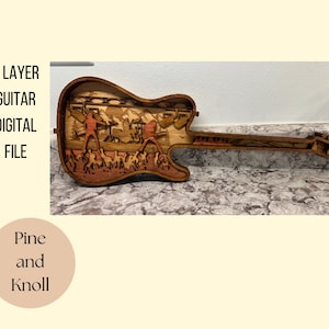 Digitaal gitaarbestand voor download SVG Glowforge lasergesneden bestand muziekinstrument