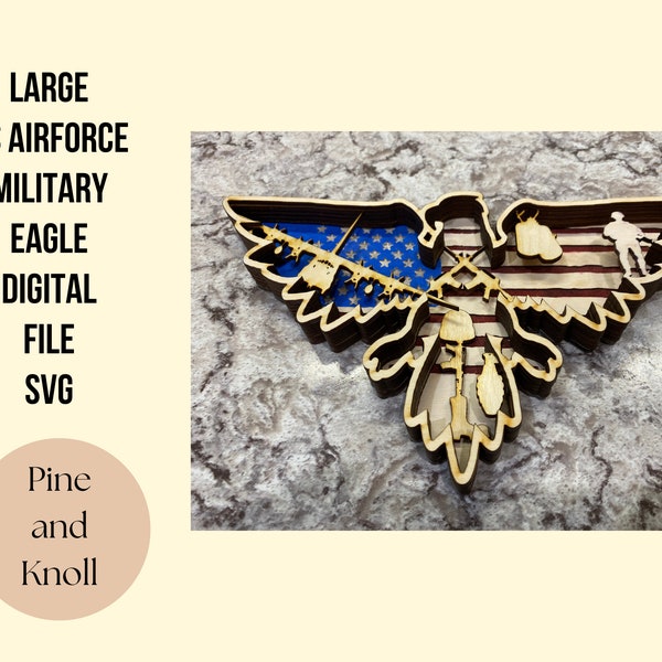 US Air Force Large Layered Military C-130 File Digital Download Eagle Layered File Laser Cutting