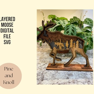 Moose Layered Moose Digital Download SVG Laser File Glowforge