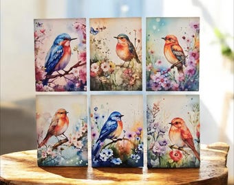 Watercolor bird Magnets,  2.25x3.25", unique gifting.