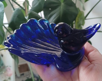 Bluebird of Happiness Bird with Shell Trinket Dish