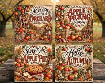Autumn-Fall Season magnets, magnets 3.75" sq.
