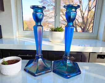 Vintage Fenton Florentine candlestick holders. Set of 2.