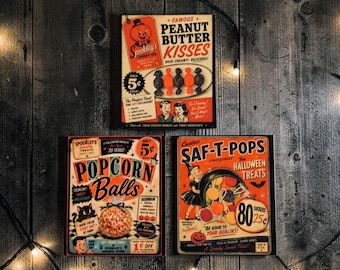 Fall/Halloween magnets vintage candy.