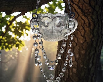 Colgante de cristal para plantas, atrapasoles, portavelas, cristal vintage, atrapasoles de cristal.