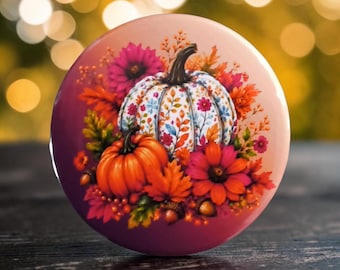 Fall pumpkin Magnets. 2.5" round.