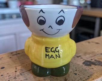 Vintage anthropomorphic egg holder, "The egg man".