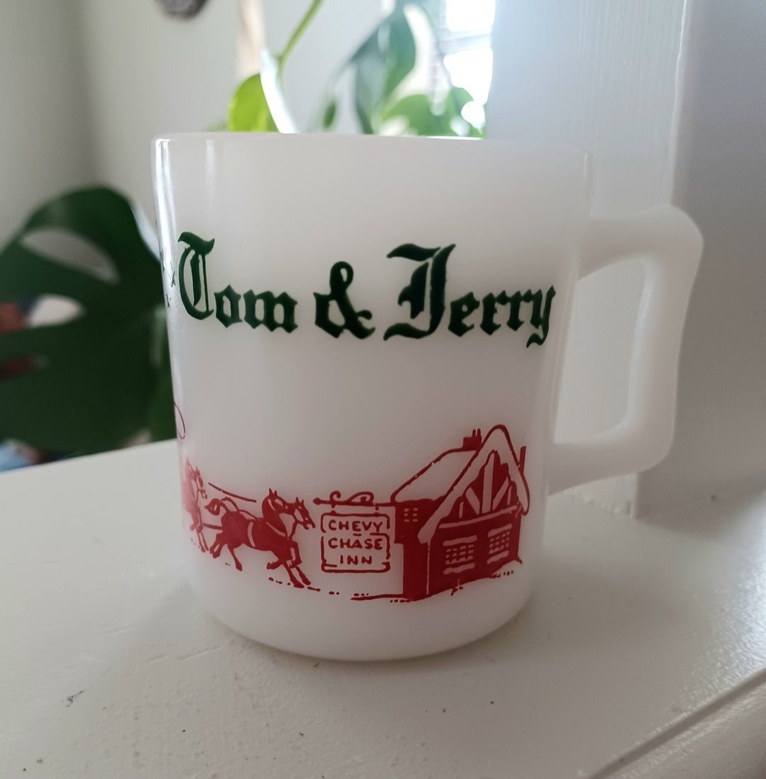 Tom and Jerry Egg Nog Cups Chevy Chase Inn , Vintage 6 Ounce White Milk