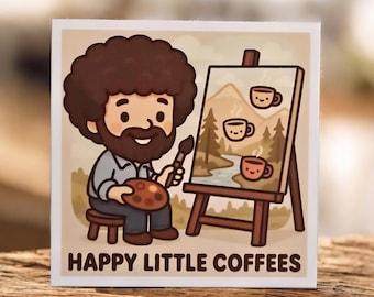 Happy little coffee's, Magnets 2.5 " sq.