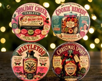 Nostalgic Holiday magnets 2.5" Round.