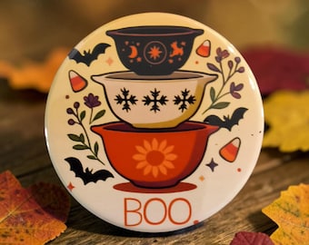 Pyrex Boo Magnets. 2.5" round.