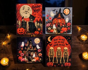 Set of 4 Fall/Halloween  magnets.
