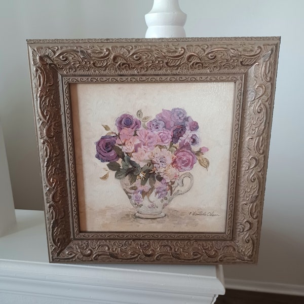 C. Winterle Olson - 12” x 12” painting, framed, Art, Plaques, Painting, Flowers.