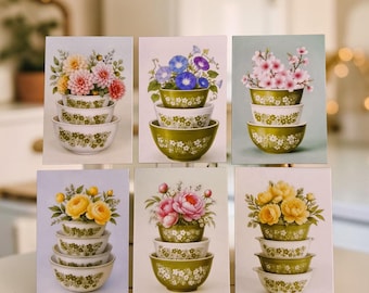 Spring blossom pyrex with florals Magnets,  2.25x3.25", Crazy daisies.