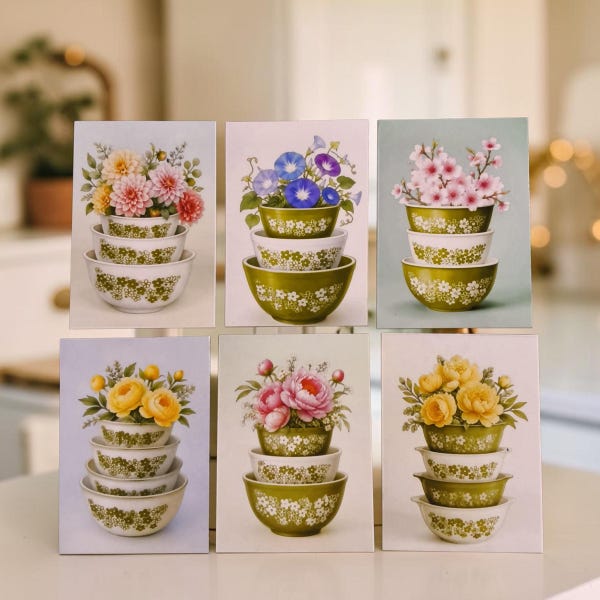 Spring blossom pyrex with florals Magnets,  2.25x3.25", Crazy daisies.