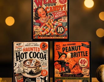 Fall/Halloween magnets vintage candy.
