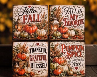 Fall Season magnets, refrigerator magnets 3.75" sq.