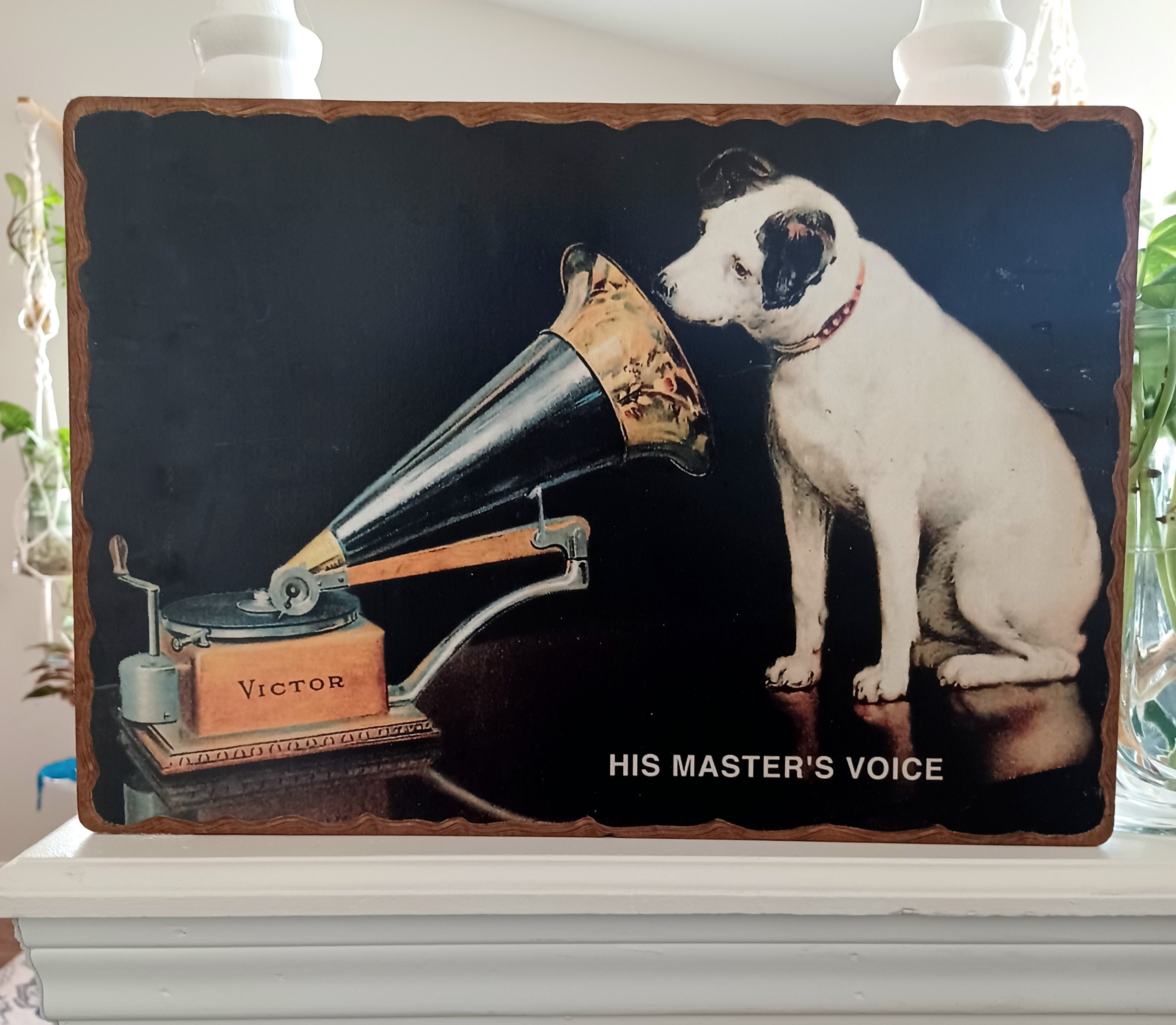 Vintage Wood Wall RCA Victor Nipper Dog Advertising Sign With His
