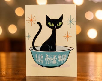 Pyrex with the Atomic kitty vintage Magnets,  2.25x3.25", unique gifting.