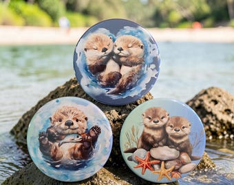 Otter Magnets. 2.5" round.
