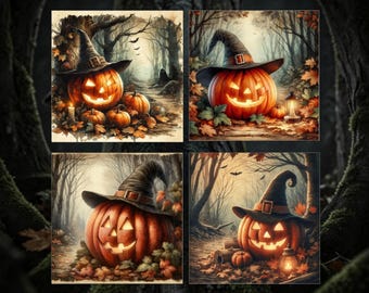 Set of October/ Halloween magnets, fall season decor. Set of 4