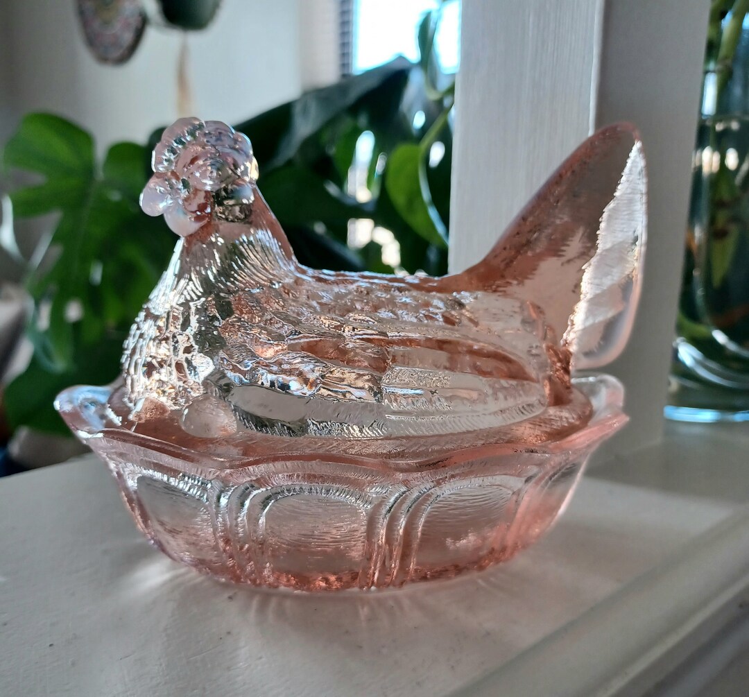 Vintage Fenton Hen on a Nest Covered Chicken Candy Dish Etsy