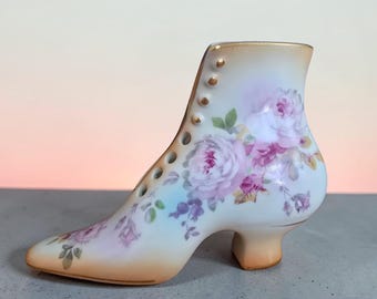 Vintage RS Hand Painted Floral Porcelain Victorian Style Boot.