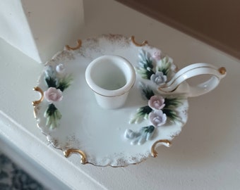 1950s Lefton fine china chamberstick, rare vintage find.