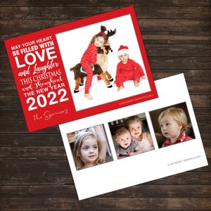 FotoCollage Weihnachten Liebe 2022 Neujahrskarten Custom 2 seiten schwere Karte