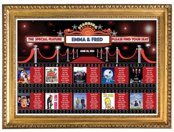 Movie Themed Wedding Table Seating Chart Poster 24x36 