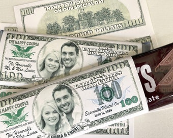Personalized Custom Dollar Hershey 1.55oz Candy Bar Wrapper Covers