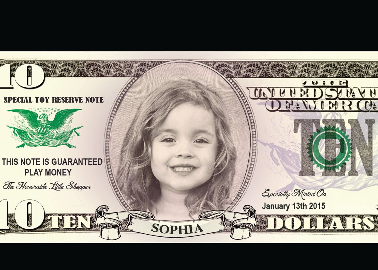 Custom Play Money Example Personalized Custom Play Money Dollars 10 of Each 1 5 10 - Etsy