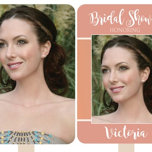 Custom Photo Bridal Shower Hand Fan Paddle Fully Assembled
