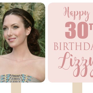 Custom Photo Picture Birthday Fans 21, 30, 40, 50, 60, 70, 80,  Fully Assembled Birch Wood Paddle