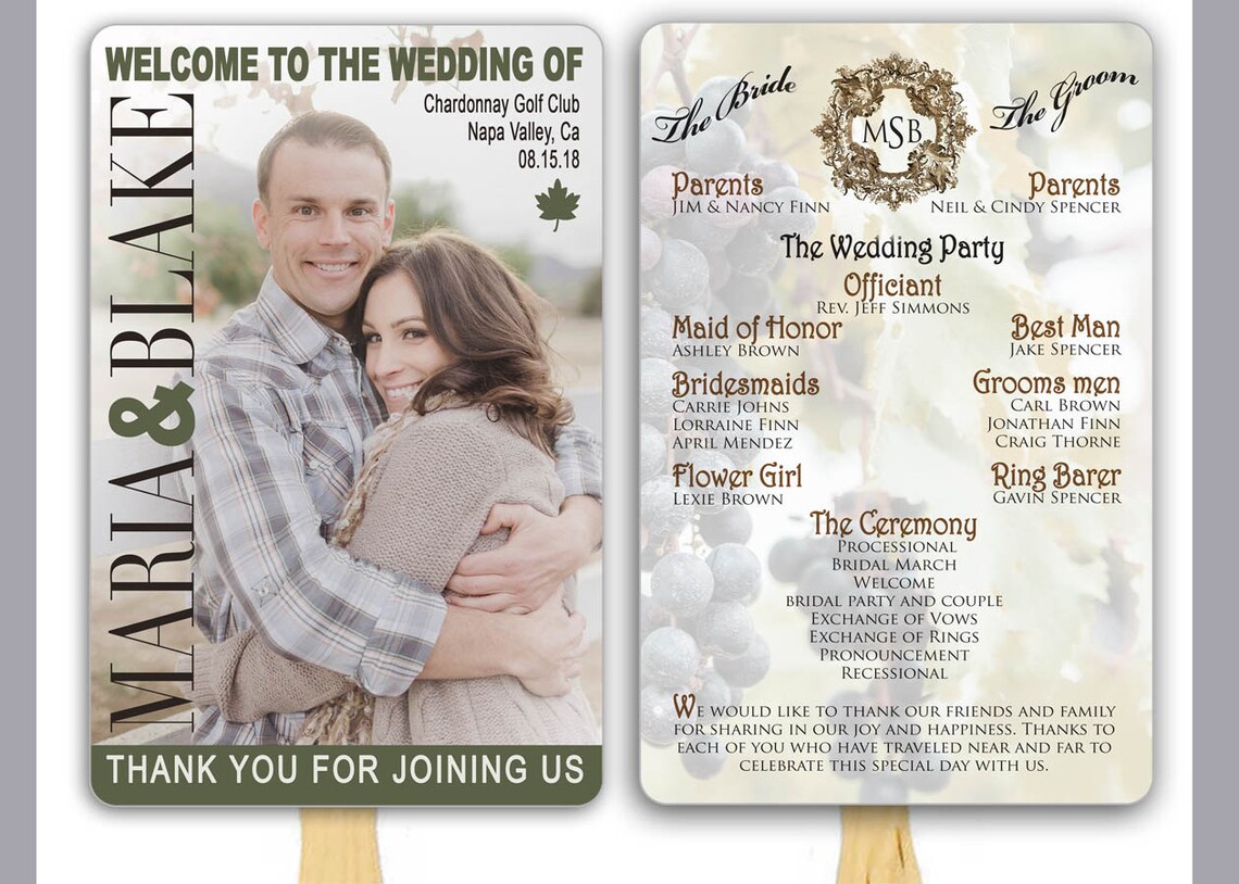 Photo Wedding Program Fans Magazine Cover Fully Assembled - Etsy