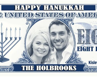 Personalized Custom Photo Hanukkah 8 Dollar Stack of 50