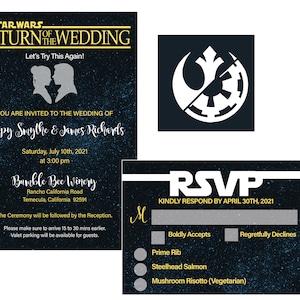 Star Wars Return Of the wedding Second time Invite and RSVP