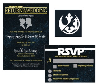 Star Wars Return Of the wedding Second time Invite and RSVP
