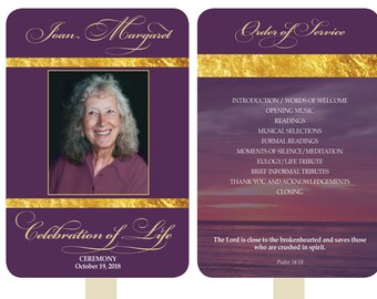 Photo Memorial Funeral Program Paddle Church Fans Custom