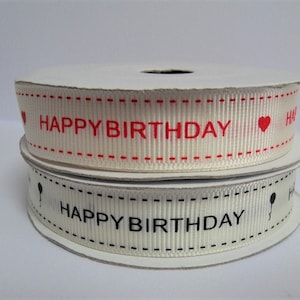 Birthday Ribbon - 7/8 inch Grosgrain Ribbon - Happy Birthday Ribbon