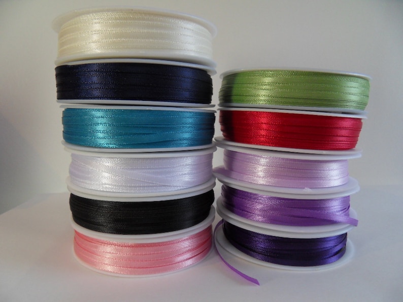 3m Narrow Satin Ribbon 34mm Wide Choice of Colours Etsy UK