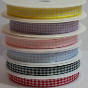 Quality Woven 10 mm Gingham Ribbon by the metre, Choice of Colours