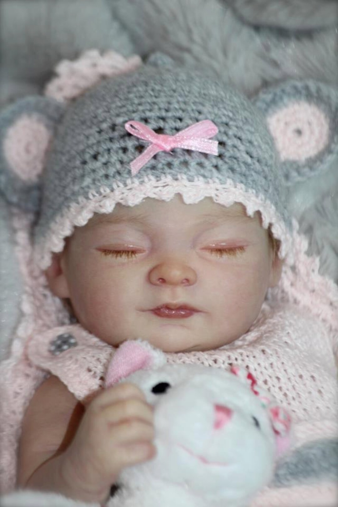 Babyhug Cotton Cap Mouse Design Grey - Diameter 10 cm main image 1