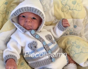 NB 20 inch 50cm | Instant Download |Knitting Pattern | Doll Clothes | Knitted hooded jacket |PDF pattern| Newborn knits | Newborn pram set |