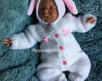 Doll 9 in 22.5 cm knits | Instant Download |Knitting Pattern | Doll Clothes | Knitted hooded all-in-one | PDF pattern| Bunny knit set|